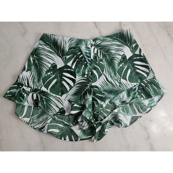 Guess Los Angeles Green Palm Leaf Print Shorts Women's Size Small - Picture 1 of 6